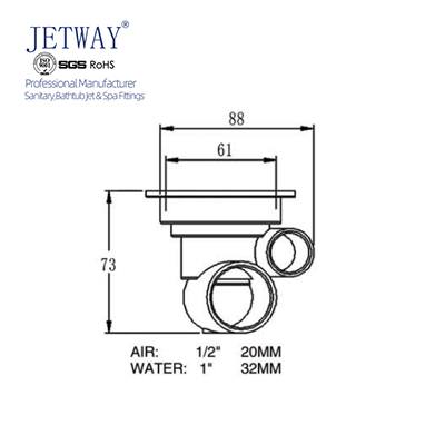 Jetway H12-406 Massage Fitting Hot Tub Nozzles Whirlpool Hottub Spa LED Light Bathtub Jets