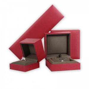 गरम विक्री लाल leatherette कागद दागिने बॉक्स