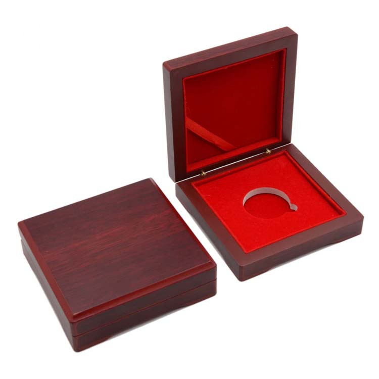 Wholesale Square Burgundy wooden Coin box from Manufacturer