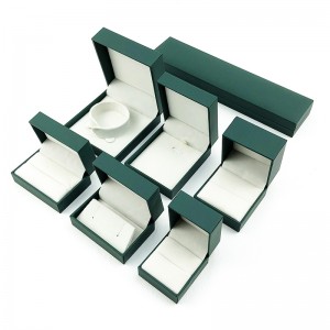 Caixas de embalaxe de xoias de papel de polipiel verde por xunto