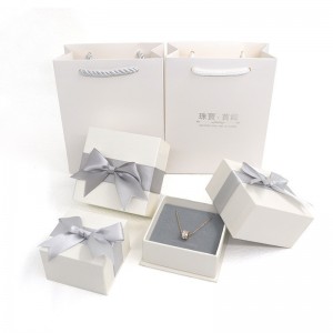 Custom Paperboard Bow dasi Jewelry bungkusan kado Box Jeung cecekelan Kantong Supplier