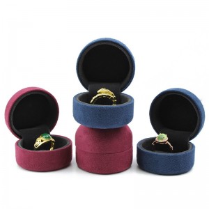 Горячая продажа логотипа мини-замша круглая коробка для упаковки ювелирных изделий из Китая