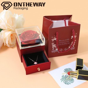 Custom Valentines Gift Box Bunga Single Laci Jewelry Box Pabrik