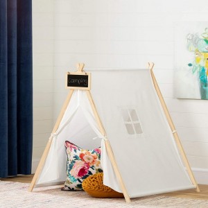 DIY Indoor Kids Play Tent Customized Wooden Toy Playhouse White