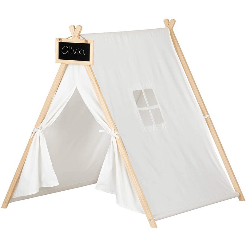 China Kids Teepee Tent Supplier –   DIY Indoor Kids Play Tent Customized Wooden Toy Playhouse White  – JFTTEC detail pictures