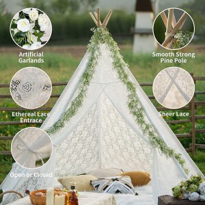 Boho Tent Prop Lace Large Tall kids Teepee Tent for Wedding Party