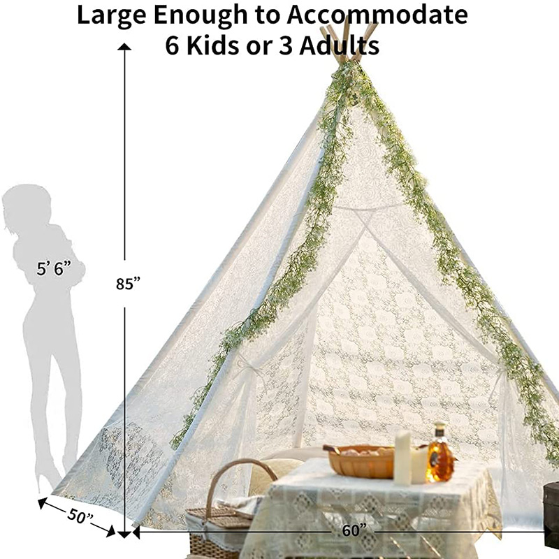 China Kids Sleeping Bag Quotes –  Boho Tent Prop Lace Large Tall kids Teepee Tent for Wedding Party  – JFTTEC