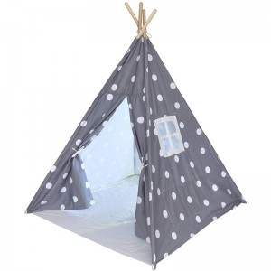 Wooden Poles Playhouse Polka Dot Play Tents Indoor Children Teepee Tent for Kids