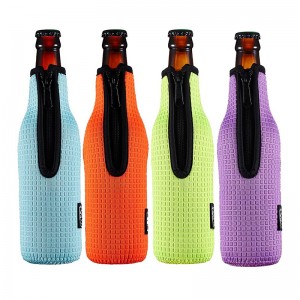 Custom Beer Bottle Cooler Covers Zip-up Bottle Jacket Beer Bottle Holder Non-slip Thick Neoprene Insulators Sleeves
