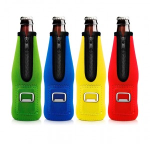 Custom Beer Bottle Coolers Holders With Zipper Opener Insulated Beer Cooler Neoprene Bottle Sleeves
