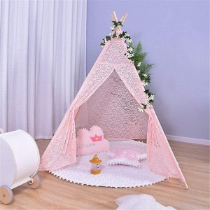 Indoor and Outdoor Children’s Play Tent Party Birthday Lace Teepee Tent for Kids Girl