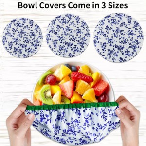 Custom Reusable Food Covers Elastic Bowl Covers for Kitchen Bowls Storage Cotton Bowl Covers