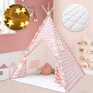 Wooden Cheap Indoor Playhouse Toy Tent Cotton Canvas Indian Kids Teepee Tent