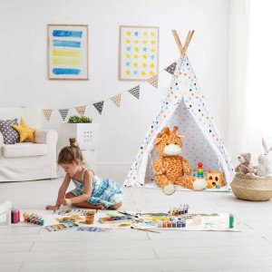 Portable Foldable Wooden Tipi Children Play Sports Indian Teepee Tent for Kids
