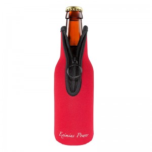 Custom Party Drink Extra Thick Neoprene Beer Holder Keeper Fully Stitched Neoprene Bottom Zipper Beer Bottle Sleeves