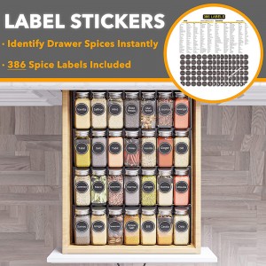 Custom Adjustable 4 Slanted Tier Spice Storage Drawer Organizer for Kitchen Drawer Cabinets Spice Rack