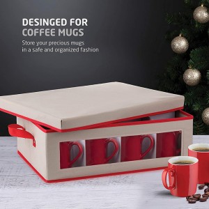 Custom Mug Coffee Mug Storage Box with Dividers with Lid Kitchen Cup Storage Box