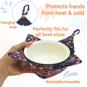 Custom Logo Printed Cotton Microwave Heating Bowl Mat Holder Anti-scalding Safe Hot Bowl Holders Bowl Cozy