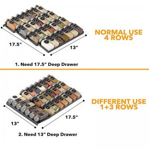 Custom Adjustable 4 Slanted Tier Spice Storage Drawer Organizer for Kitchen Drawer Cabinets Spice Rack