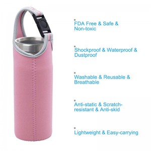 Custom Logo Neoprene Water Bottle Cooler Holder with Carrying Handle Waterproof Neoprene Water Bottle Sleeve
