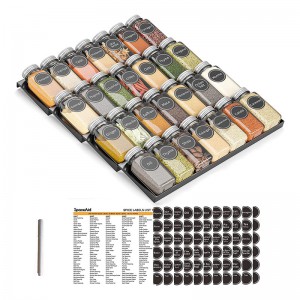 Custom Spice Rack for Drawer Kitchen Adjustable 4 Slanted Tier Spice Drawer Storage Organizer