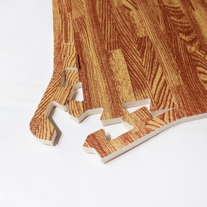 Printed Wood Grain Floor Tiles 0.4 Inch Thick Interlocking EVA Foam Puzzle Floor Mat