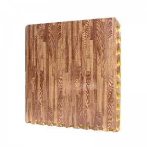 Printed Wood Grain Floor Tiles 0.4 Inch Thick Interlocking EVA Foam Puzzle Floor Mat
