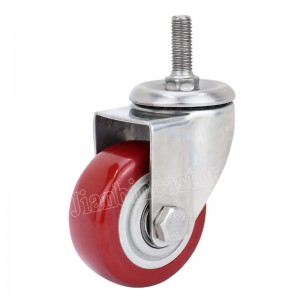 Factory Promotional 3/3.5/4/5 Inch Top Plate Medium Castors Polyurethane Casters Red PU Industrial Caster Wheel