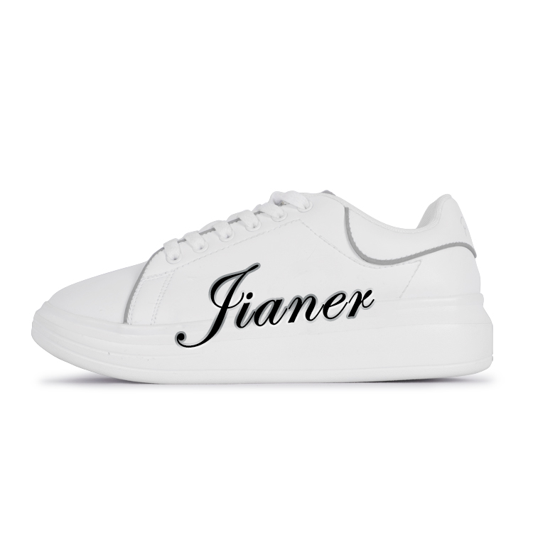 JIANER Wholesale Quality Custom Logo Cheap Women Men Zapatos Leather White Flat Casual Shoes Unisex Featured Image