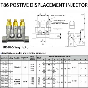 T86 PosItive Displacement single line volumetric grease oil fitting injector distributor separator valve lathe/cnc machine