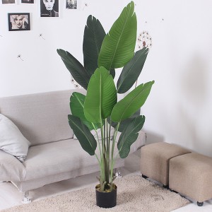 Office Decorative Artificial Travelers Banana Tree Plastic Birds of Paradise Plants With Pot