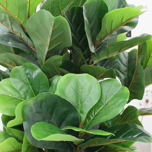 6ft artificial fiddle fig leaft tree for Amazon hot sale plastic fiddle tree with natural wood trunk real touch leaves for decor