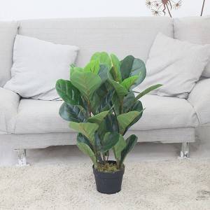 artificial fiddle fig leaft tree for Amazon hot sale plastic fiddle tree with natural wood trunk real touch leaves for decor