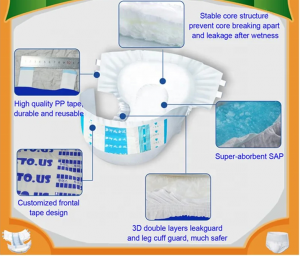 Disposable adult diaper with CE&ISO certificate china manufacturer tape diaper for incontinence supplies