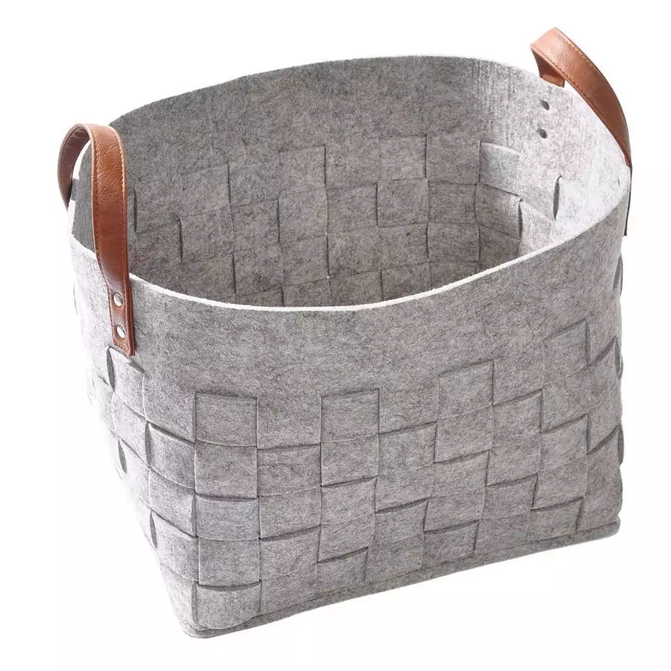 Factory Price For Diaper Bag Essentials - Felt cloth woven dark gray household laundry bag storage bag container basket storage box – Junhang