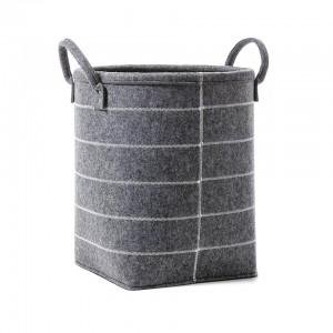 Modern simple household felt non-woven round dirty laundry basket foldable portable felt cloth storage bucket