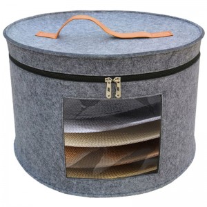 Men’s and female hat box-JI HANG folding hat storage box-large capacity felt storage box with cover round box travel dust cover toy storage