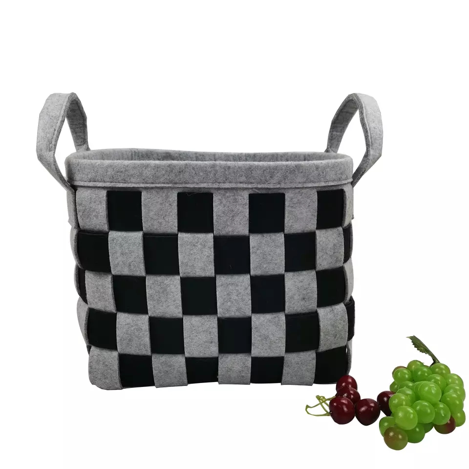 ins style Nordic household black and white 2 color felt non-woven fabric storage basket laundry basket Featured Image