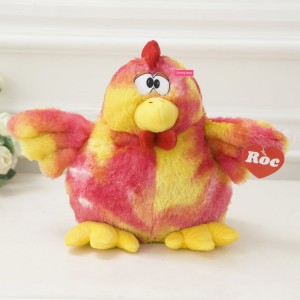 Simpatici giocattoli di peluche ripieni di pollo in materiale tie dye