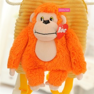 Vroče prodajna otroška šolska torba Monkey Plišasta igrača nahrbtnik