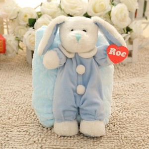 Teddy bear and bunny stuffed plush toy matching blanket