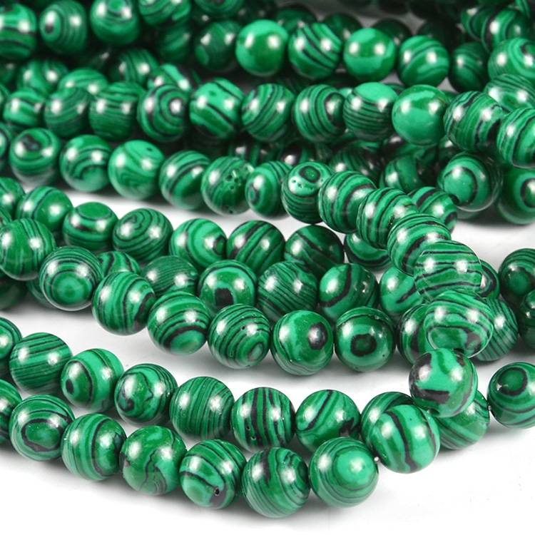 JC 4mm 6mm 8mm natural stone beads chain green gemstone round bead strands  for jewelry making