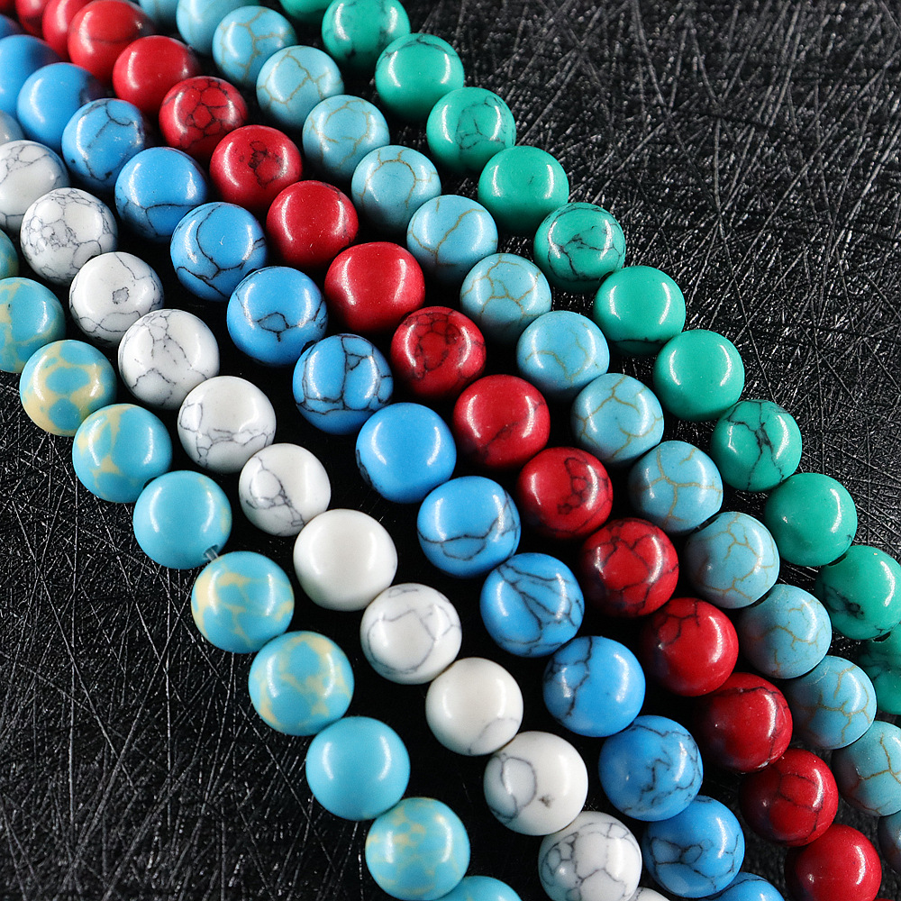 Trending Beaded Bracelets Factory –  Premium 4mm 6mm 8mm 10mm handmade braded bracelet accessories natural blue turquoise stone round beads bulk – Jingcan