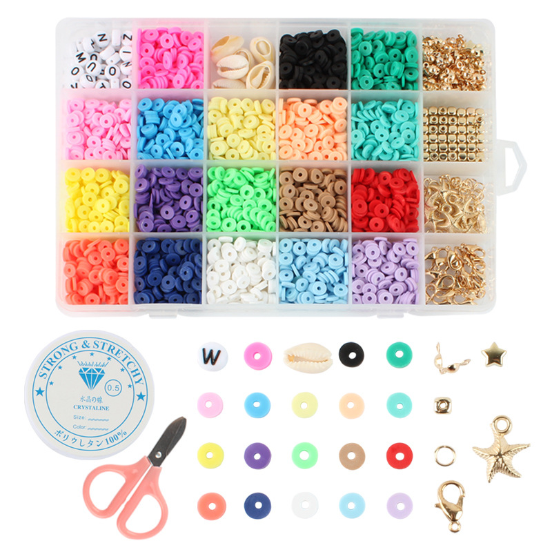 Wholesale Ss12、Ss16、Ss20 Flatback Rhinestone Manufacturer –  Amazon Hot Fashion Round 6mm 4000pcs Heishi Clay Beads Kits With Accessories For Jewelry Making – Jingcan