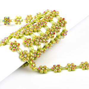 China Seed Beads –  Fashion flower design good quality shining banding rhinestone lace trim  – Jingcan