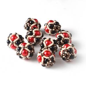 Wholesale High quality colorful pearl squeeze bead ball with seed beads charms for jewelry making