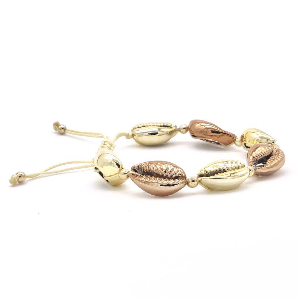 China Rhinestone Banding Supplier –  Wholesale high quality electroplating summer beach style women shell charm sliding bracelet charms  – Jingcan