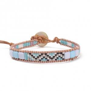 Beaded Cross Bracelet Manufacturer –  American fashion natural stone crystal bracelet buckle woven leather bracelet imported MIYUKI rice beads handmade jewelry – Jingcan