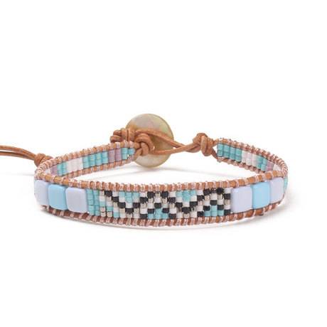 China Hand Beaded Bracelets –  American fashion natural stone crystal bracelet buckle woven leather bracelet imported MIYUKI rice beads handmade jewelry  – Jingcan
