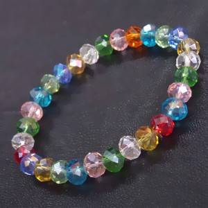 Mixed Color Crystal Bead Bracelet Elastic Bracelet Glass Bead Bracelet Friendship Jewelry
